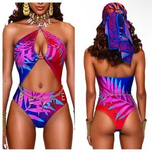 New! BFyne Amia Tropical Print One-Piece Swimsuit 3713